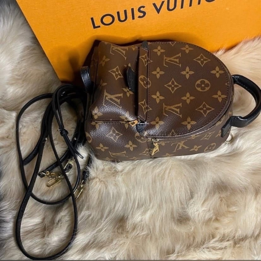 Louis Vuitton 💅🏻✨ Palm Springs Brown PM LV Designer  Monogram Backpack - Picture 2 of 3
